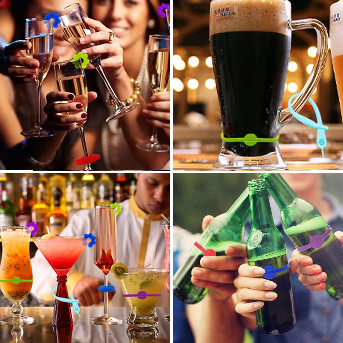 60 pcs glass markers, silicone glass marker drinking glass colorful wine glass markers reusable wine glass markers wine marker - Image 2