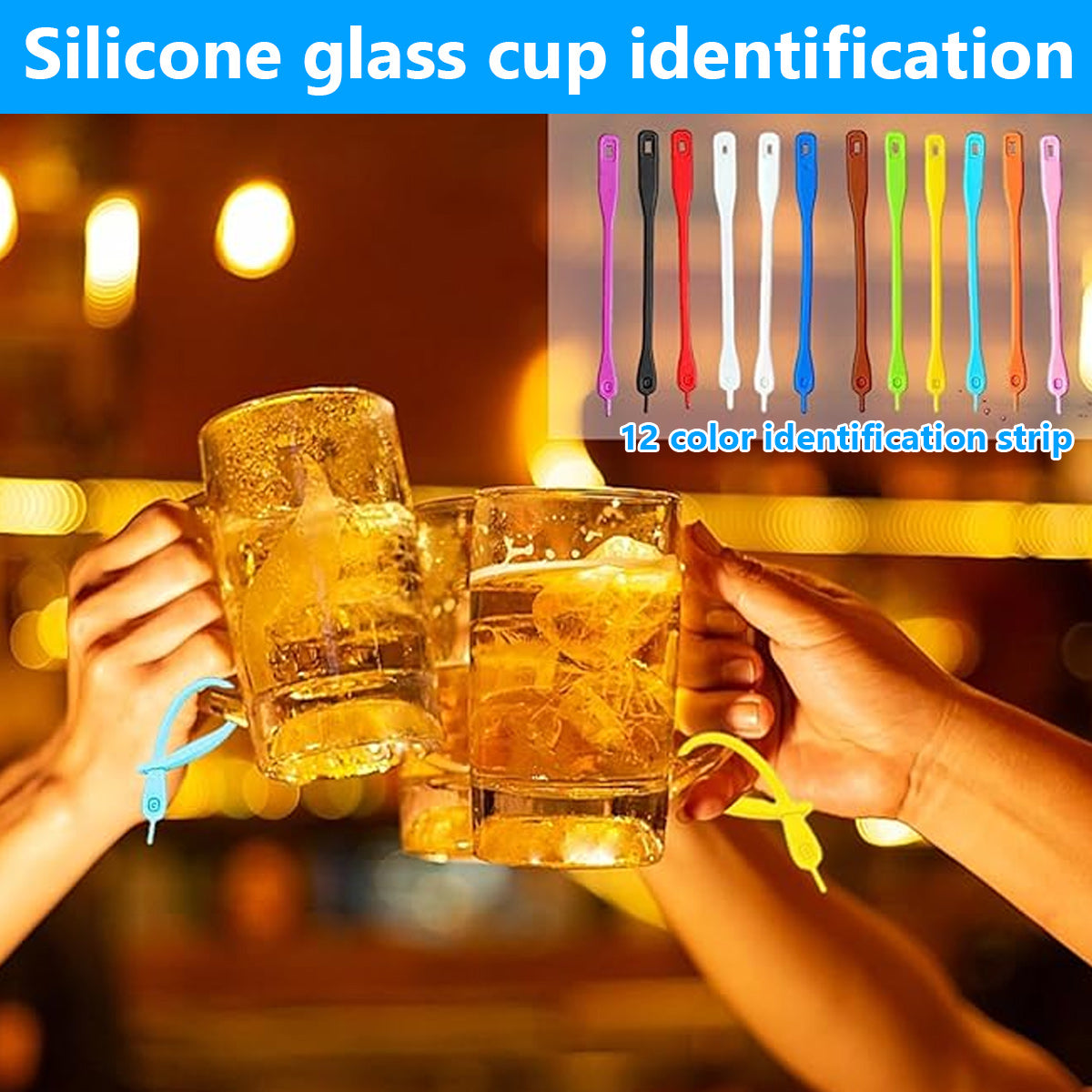60 pcs glass markers, silicone glass marker drinking glass colorful wine glass markers reusable wine glass markers wine marker - Image 3