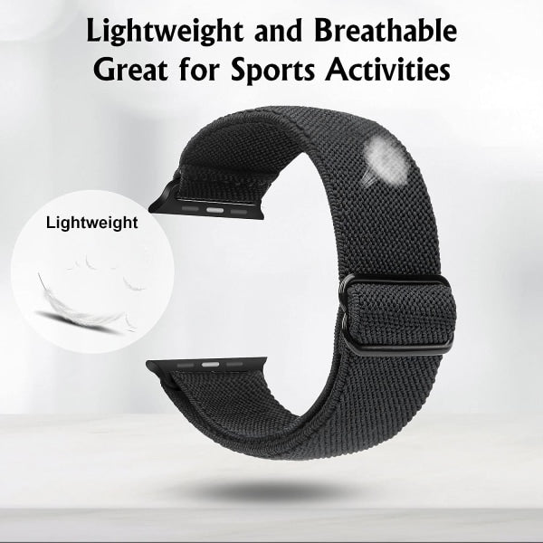 Stretchy Watch Strap Compatible with Apple Watch Band 41mm 40mm 38mm Comfortable Adjustable Sports Band for Women Men - Black_max - Image 3