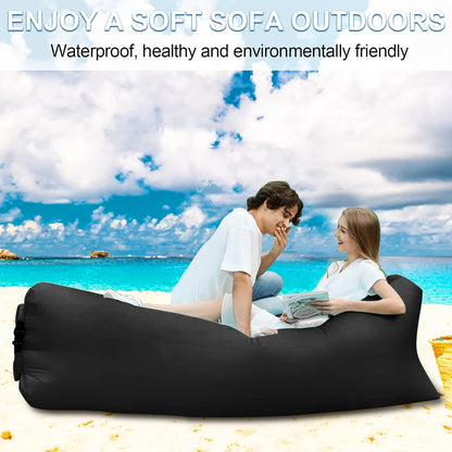 Inflatable Air Lounger with Carry Bag, Portable Inflatable Beach Lounger - Image 3