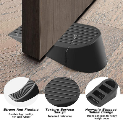 Door Stop, Extra Large Rubber Door Wedges Heavy Duty Black Door Stops Wedge - Image 3