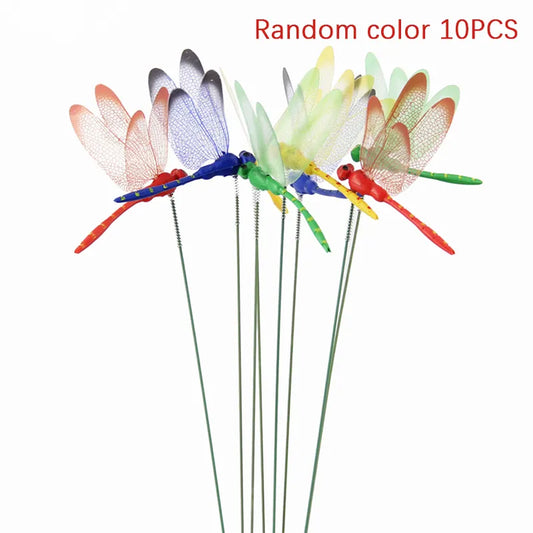 10pcs Dragonflies Insert Stick Decoration Simulation Dragonfly Ga Multi Multicolor Random color 10PCS