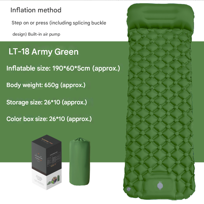 Self-Inflating Camping Mattress: Thick Lightweight Single Camping Mattress Inflatable and Attachable Double Camping Mat and Compact Inflatable Olive Green - Image 2