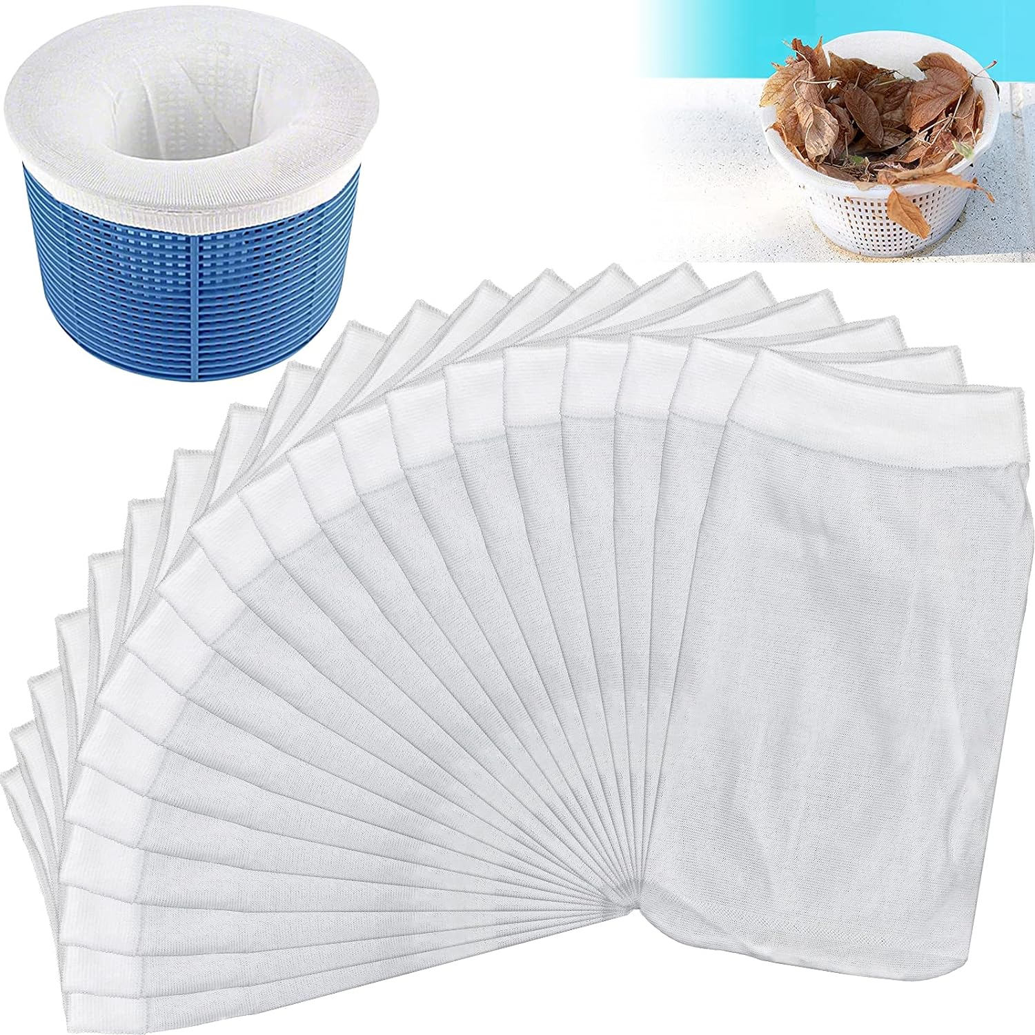 20pcs Pool Skimmer Socks, Pool Filter Socks for Above Ground Pool Skimmer to Catch Leaves, Protect the Pool and Clean It