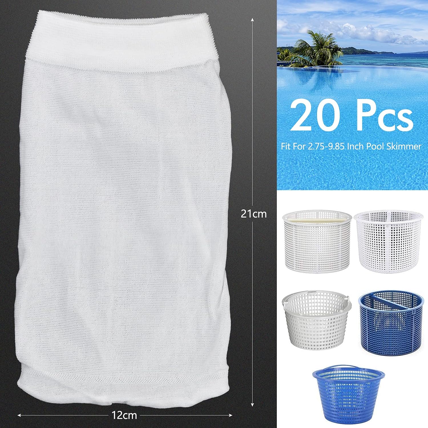 20pcs Pool Skimmer Socks, Pool Filter Socks for Above Ground Pool Skimmer to Catch Leaves, Protect the Pool and Clean It - Image 2