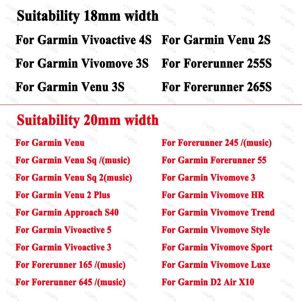 18mm 20mm Wristband Compatible with Garmin Venu Sq 2 Plus Vivoactive 4S Smartwatch Wristband Venu 3S 2S Vivoactive 3 5 Replacement Wristband Gray Gray 18mm Vivoactive 4S - Image 7