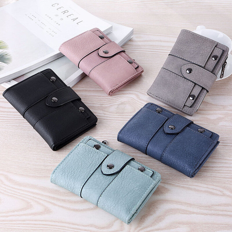 The New Fashion Foldable Small Wallet Women Leather Card Holder Wallet Light Green