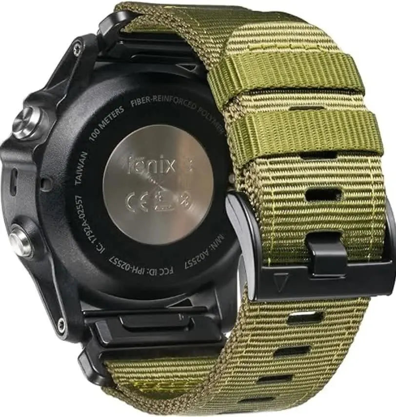 26mm Military Nylon Strap for GARMIN Fenix 7X Pro / 6X Soft Durable Replacement Strap Army Green Army green