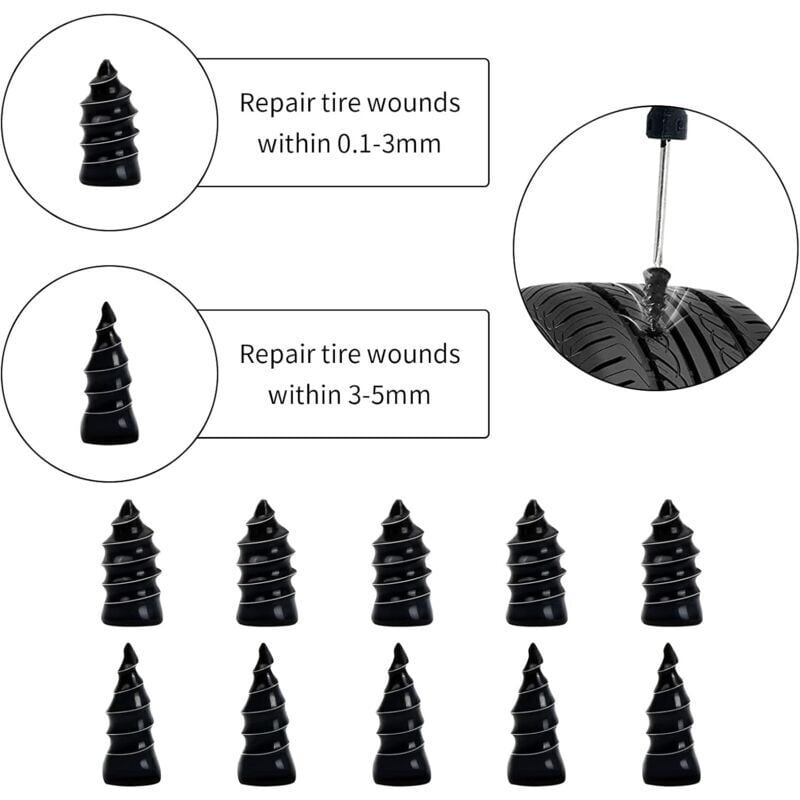 30pcs Rubber Tire Repair Spikes, Compatible with Cars, Motorcycles, Trucks (15S+15L) - Quick Fix Tire Puncture Repair Kit - Image 4