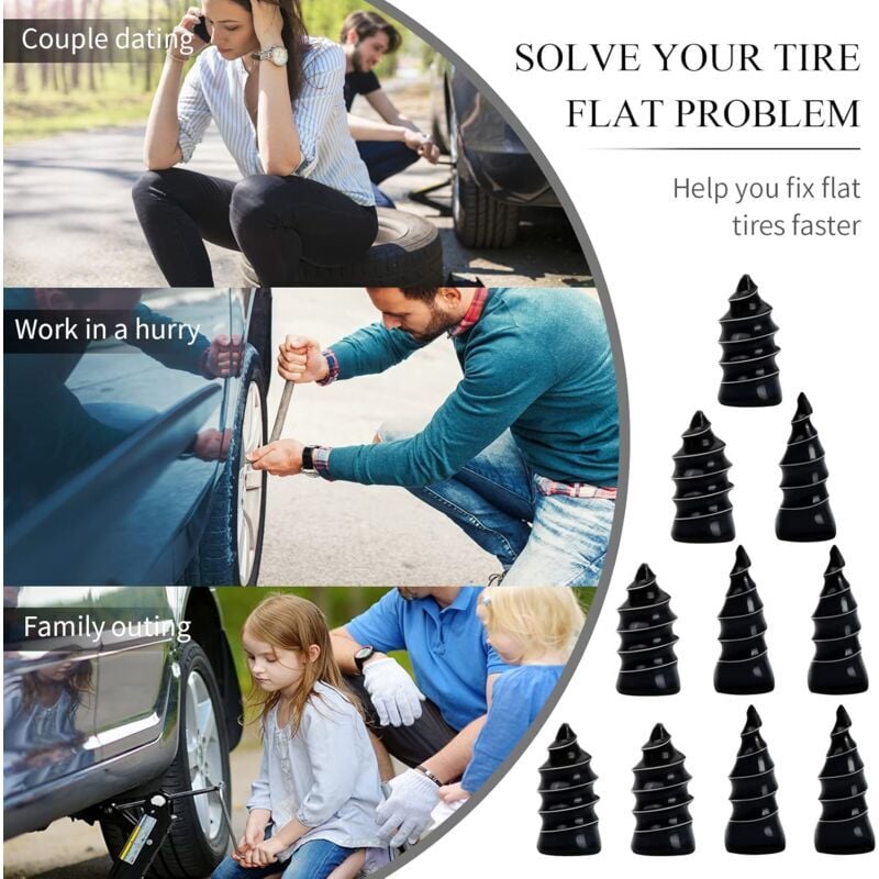 30pcs Rubber Tire Repair Spikes, Compatible with Cars, Motorcycles, Trucks (15S+15L) - Quick Fix Tire Puncture Repair Kit - Image 5