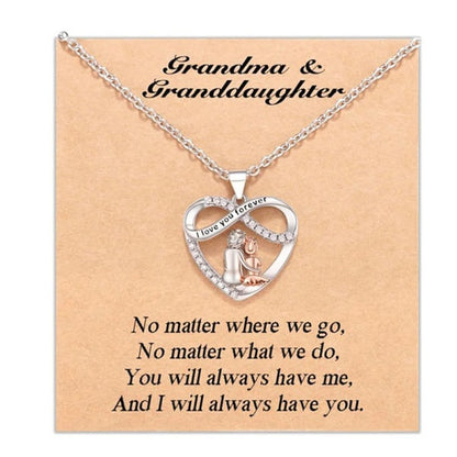 Grandma Grandchild Necklace with Card \"I Love You Forever\"