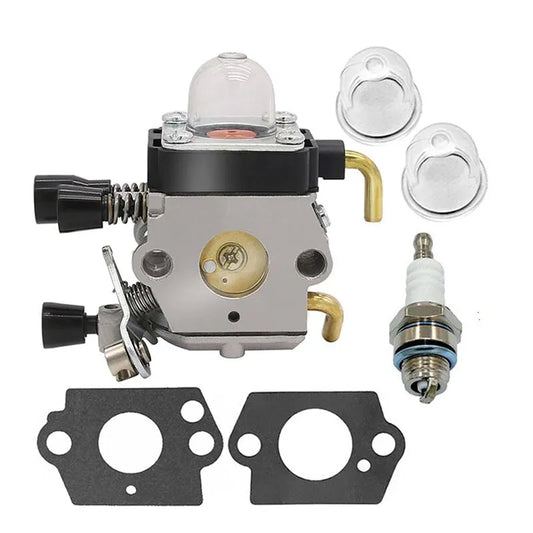 Carburetor for Stihl FS38 FS45 FS46 FS55 FS55r FS55rc FS74 FS75 FS80 FS85 KM55 HL45 KM55r, Lawn Mower Carburetor with Gaskets, Primer Bulbs and Spark Plugs