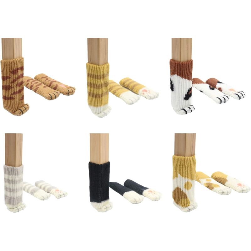 24 Cute Cat Foot Chair Socks Chair Leg Protectors Floor Protectors Anti-Scratch Anti-Sound 24 PCS (6 sets) - Image 2