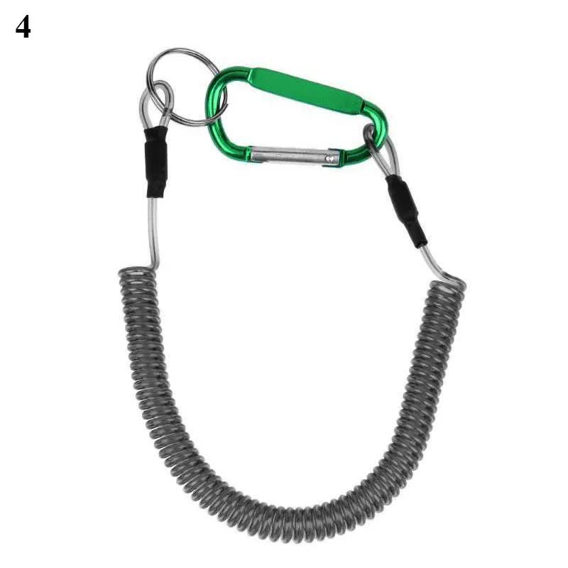 New Spiral Stretch Keychain Elastic Spring Rope Key Ring Metal Carabiner For Outdoor Anti-Lost Phone Spring Key Cord Lock Hook 5 1.2m - Image 4