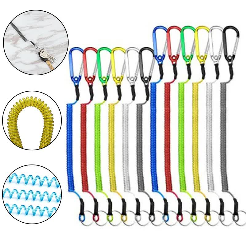 New Spiral Stretch Keychain Elastic Spring Rope Key Ring Metal Carabiner For Outdoor Anti-Lost Phone Spring Key Cord Lock Hook 5 1.2m - Image 6
