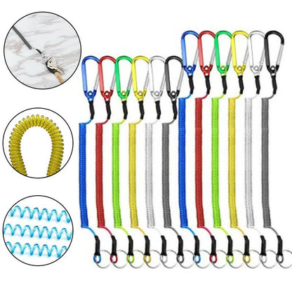New Spiral Stretch Keychain Elastic Spring Rope Key Ring Metal Carabiner For Outdoor Anti-Lost Phone Spring Key Cord Lock Hook 5 1.2m - Image 6