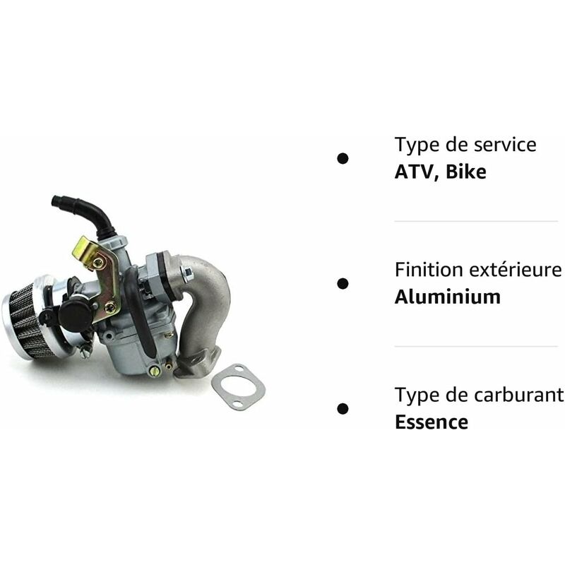 PZ19 Carburetor Kit - for quad, ATV and dirt bike Taotao Sunl - 50cc, 70cc, 90cc, 110cc - 19 mm pocket bike carburetor - Image 4