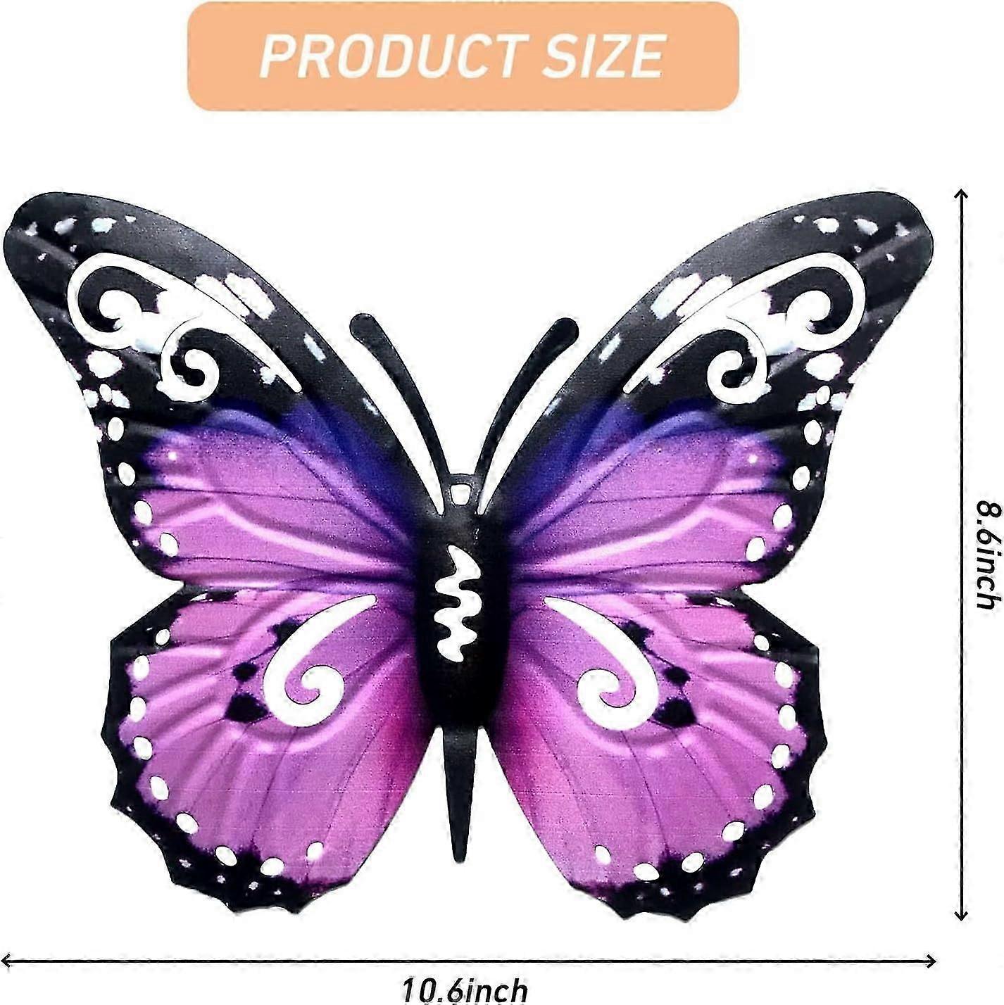 10.6\" Metal Butterfly Wall Decor, Butterflies Indoor Outdoor Hanging Wall Art for Patio Garden Yard Fence Home Living Room - Image 2