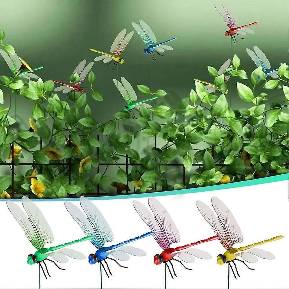 12pcs Artificial Dragonfly Clips for Outdoor Use 3D Dragonfly Decor Gardening, 3D Dragonfly Garden Decorative Clips [DB] As Shown - Image 4