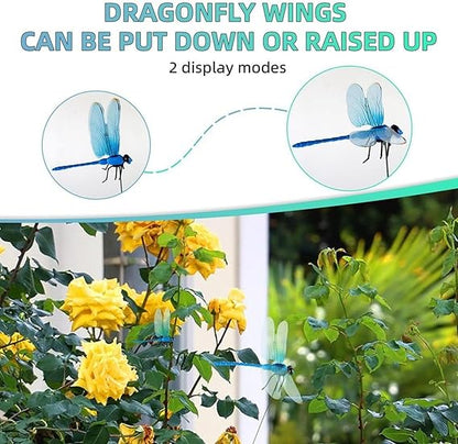 12pcs Artificial Dragonfly Clips for Outdoor Use 3D Dragonfly Decor Gardening, 3D Dragonfly Garden Decorative Clips - Image 2