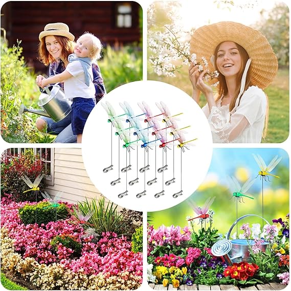 12pcs Artificial Dragonfly Clips for Outdoor Use 3D Dragonfly Decor Gardening, 3D Dragonfly Garden Decorative Clips - Image 5