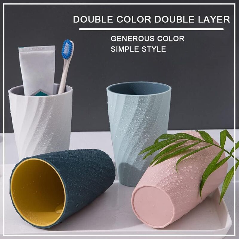 Bathroom Mugs, Unbreakable, Soft, Durable, Bathroom Cup, Toothbrush Holder (Light Blue & Dark Blue) - Image 4