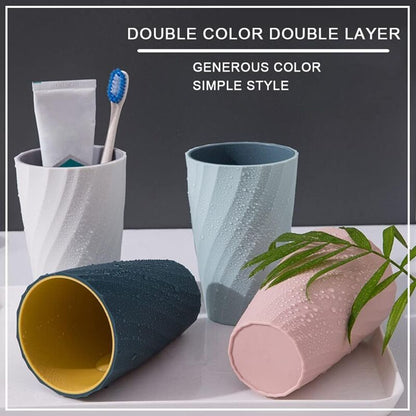 Bathroom Mugs, Unbreakable, Soft, Durable, Bathroom Cup, Toothbrush Holder (Light Blue & Dark Blue) - Image 4