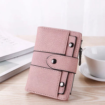 The New Fashion Foldable Small Wallet Women Leather Card Holder Wallet Black - Image 6