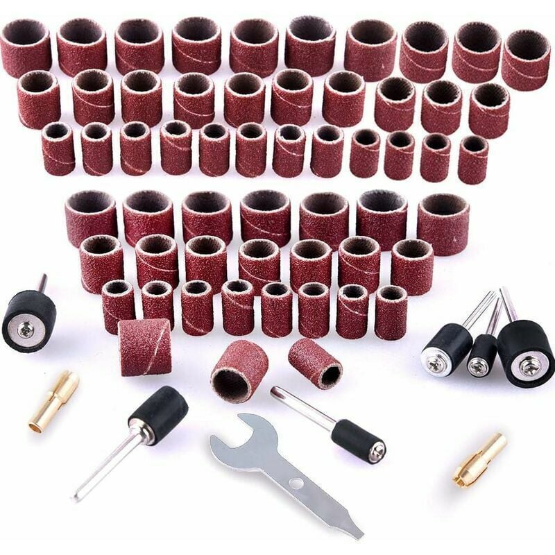 531-piece sanding roller set for Dremel rotary tools, compatible with Dremel, includes 504 sanding rollers, 24 roller sleeves, 2 self-locking chucks 1 wrench - Image 2