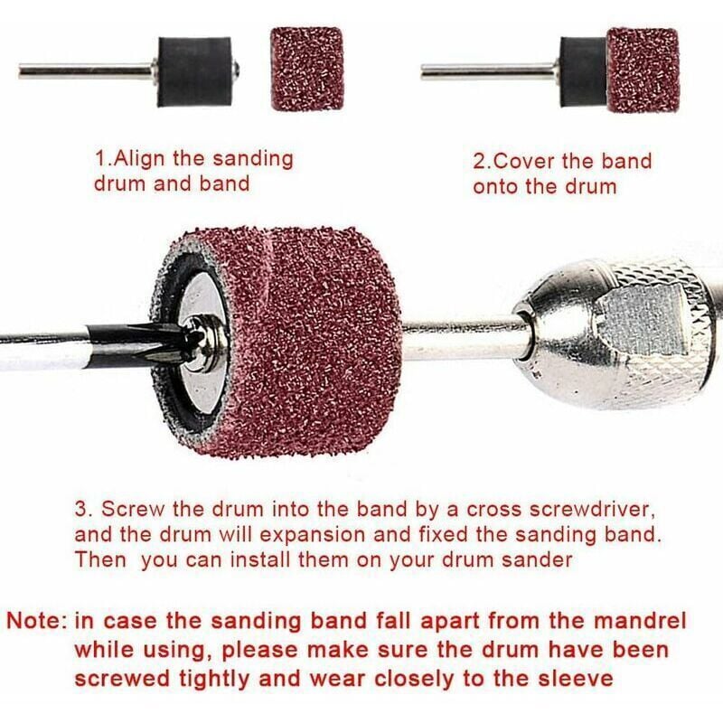 531-piece sanding roller set for Dremel rotary tools, compatible with Dremel, includes 504 sanding rollers, 24 roller sleeves, 2 self-locking chucks 1 wrench - Image 3