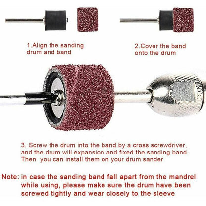 531-piece sanding roller set for Dremel rotary tools, compatible with Dremel, includes 504 sanding rollers, 24 roller sleeves, 2 self-locking chucks 1 wrench - Image 3