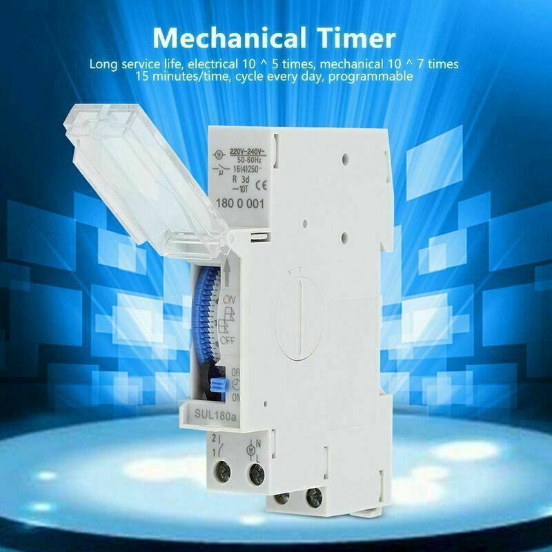 Programmable Timer, Mechanical Timer, 15 Minutes to 24 Hours Programmable Standard DIN Rail Mounted Timer Relay, SUL180A - Image 3