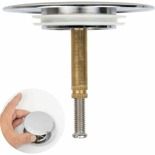 Universal Bathtub Stopper Ø70mm, Adjustable Height, Double Seal, Chrome Brass, Stainless, Compatible with Most Sinks & Bathtubs