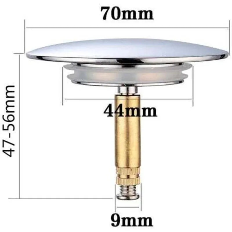 Universal Bathtub Stopper Ø70mm, Adjustable Height, Double Seal, Chrome Brass, Stainless, Compatible with Most Sinks & Bathtubs - Image 2