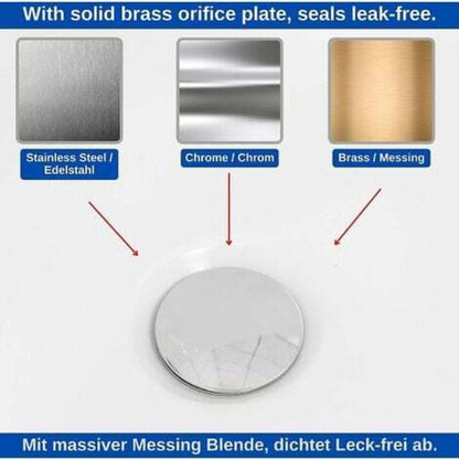 Universal Bathtub Stopper Ø70mm, Adjustable Height, Double Seal, Chrome Brass, Stainless, Compatible with Most Sinks & Bathtubs - Image 3