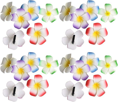 24pcs Flower Hair Clips, Hawaiian Plumeria Flowers, Plumeria Hibiscus Barrettes, Wedding Party, Beach Hair Clips for Women and Girls - Image 2