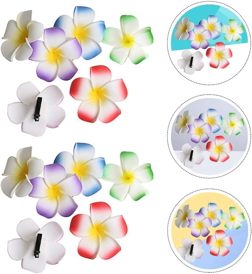24pcs Flower Hair Clips, Hawaiian Plumeria Flowers, Plumeria Hibiscus Barrettes, Wedding Party, Beach Hair Clips for Women and Girls - Image 3