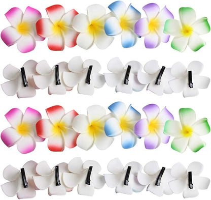 24pcs Flower Hair Clips, Hawaiian Plumeria Flowers, Plumeria Hibiscus Barrettes, Wedding Party, Beach Hair Clips for Women and Girls - Image 4