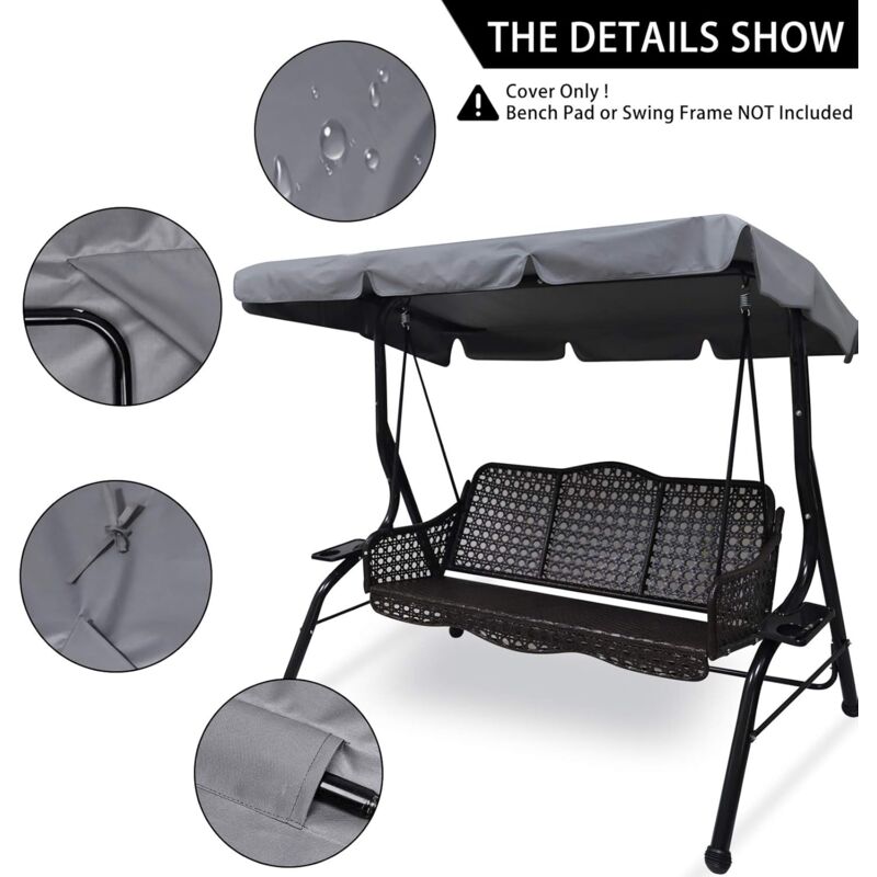 Universal Waterproof Swing Cover Replacement for 3-Seater Garden Swing, UV Protection - Image 3