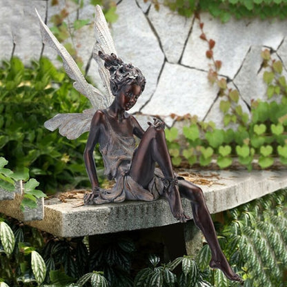 Resin Sitting Fairy Statue Garden Ornament Porch Sculpture White - Image 5