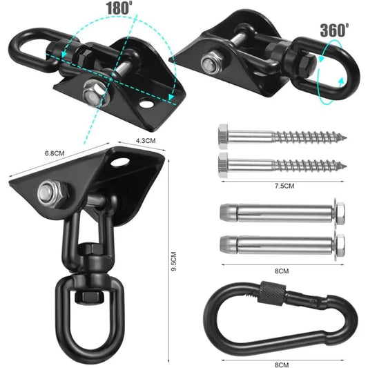 360° Swivel Hanging Chair Ceiling Mount, Swing, Suspension, Hook with Screws for Concrete, Wood, Playground, Porch, Trapeze Seat, Yoga - Image 2