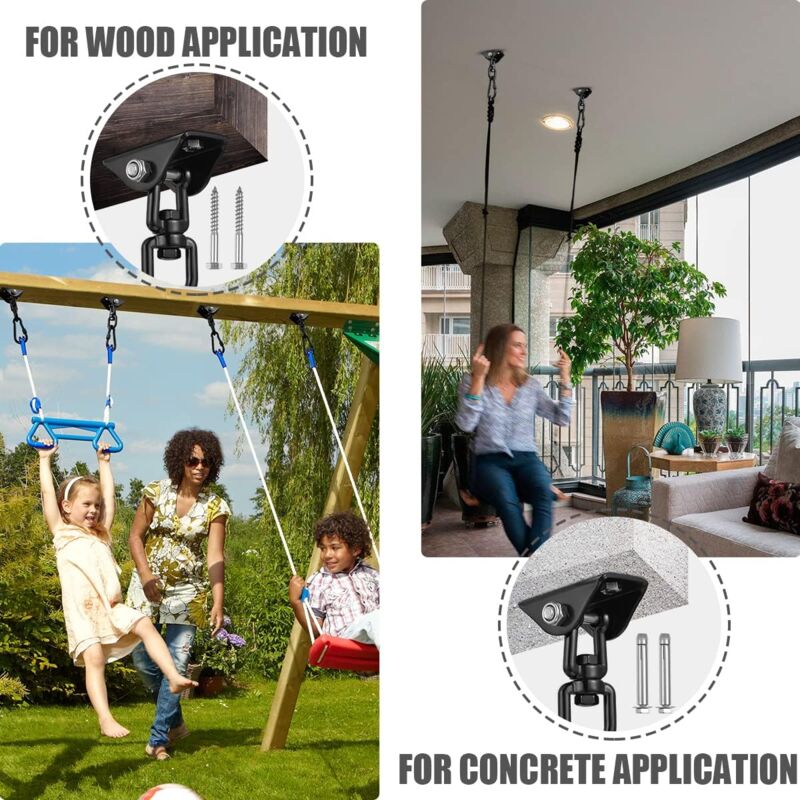360° Swivel Hanging Chair Ceiling Mount, Swing, Suspension, Hook with Screws for Concrete, Wood, Playground, Porch, Trapeze Seat, Yoga - Image 3