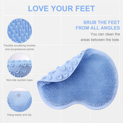 Foot Scrubber for Shower, Foot Cleaning Massage Mat with Non-Slip Suction Cups, Shower and Bathroom Foot Scrubber Mat (Blue) Blue - Image 2