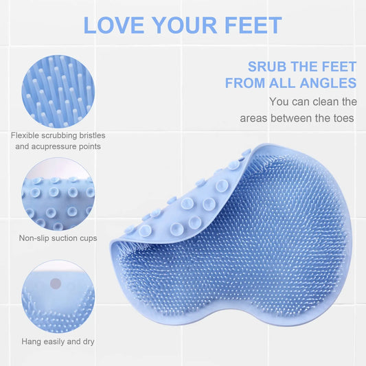 Foot Scrubber for Shower, Foot Cleaning Massage Mat with Non-Slip Suction Cups, Shower and Bathroom Foot Scrubber Mat (Blue) Blue - Image 2