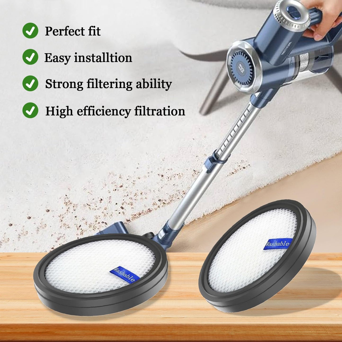 Replacement Filter for PrettyCare W200/W300/W400/P1/P2 Vacuum Cleaner, Washable. - Image 3