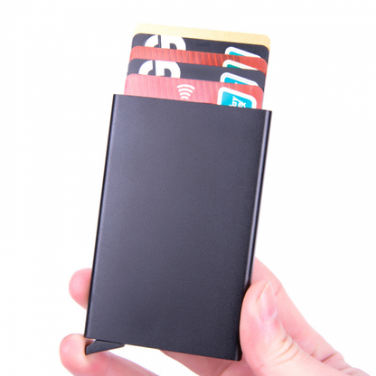 pc aluminum smart card holder (RFID protected) pop-up - black - Image 3