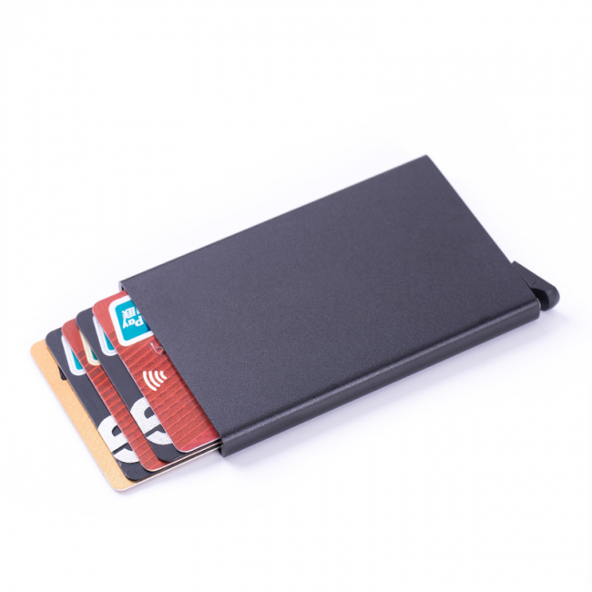 pc aluminum smart card holder (RFID protected) pop-up - black - Image 4