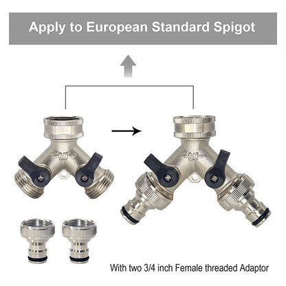 2-way Brass Hose Splitter with Quick Connect for 3/4\" - Image 3