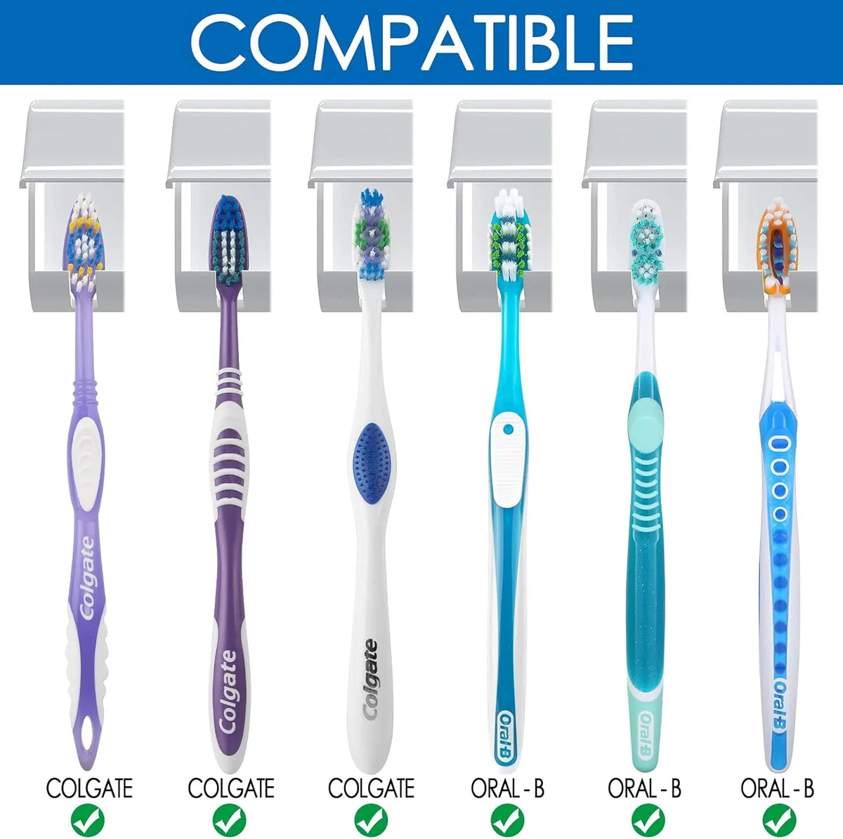 Wall-mounted toothbrush holder with 6 compartments and self-adhesive - Image 2