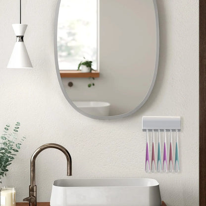 Wall-mounted toothbrush holder with 6 compartments and self-adhesive - Image 5